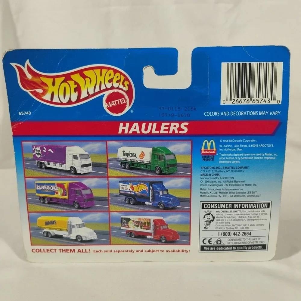 Mattel Hot Wheels‎ Haulers McDonalds Good & Plenty Diecast Truck Advertising